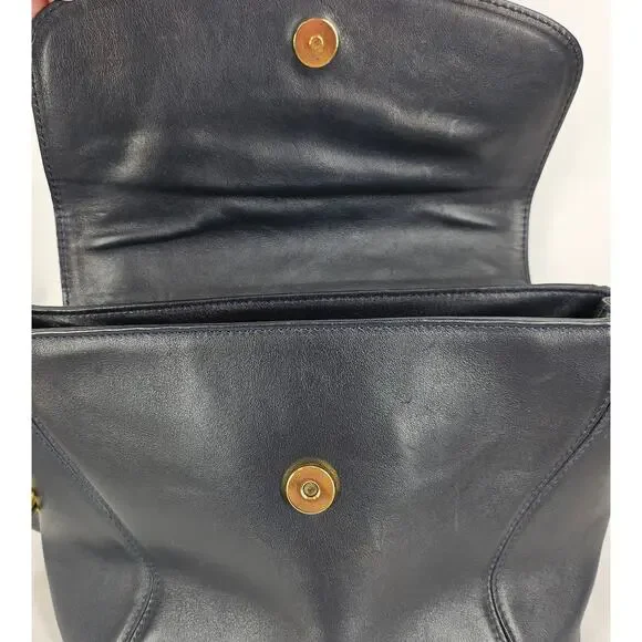 LANCEL VINTAGE BLACK LEATHER SHOULDER BAG – FRONT FLAP – MADE IN ITALY 10"x8"x4" - Picture 6 of 16